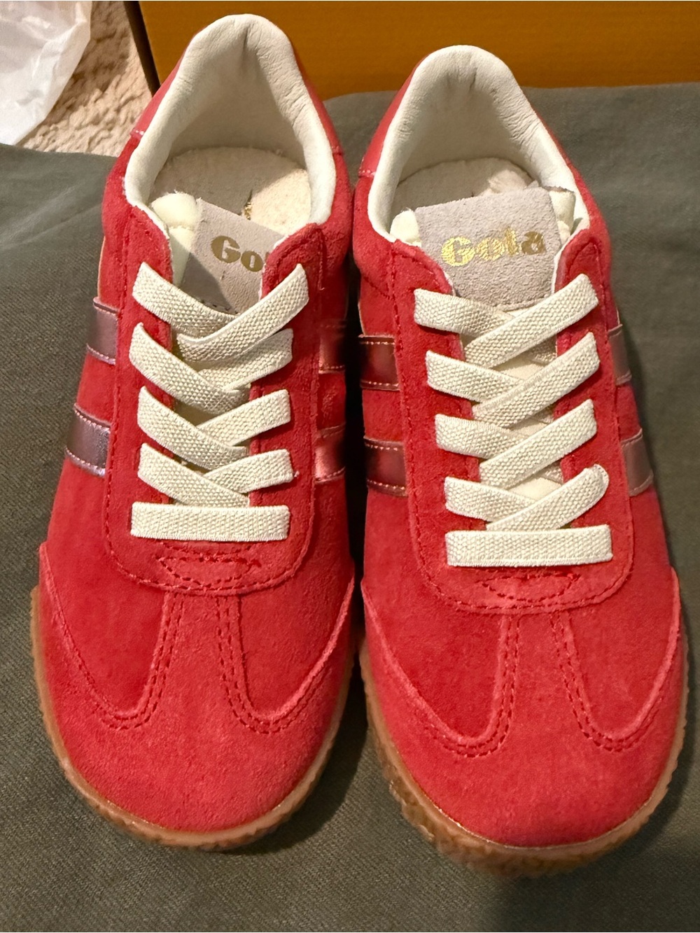 Gola Kids Red Suede Sneakers with White Laces